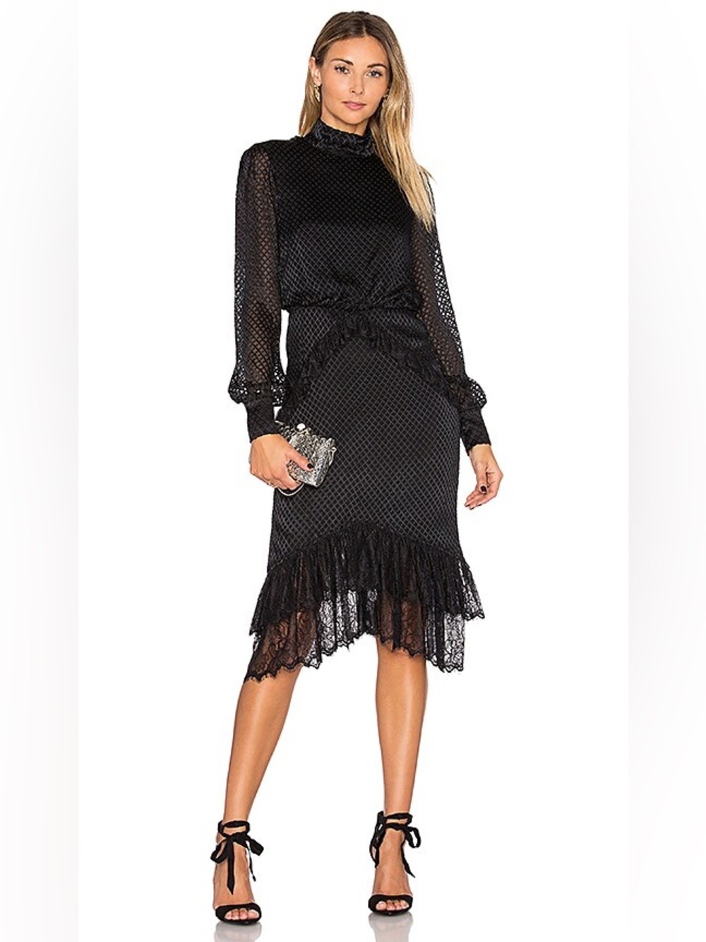 SALONI Isa Silk Short Dress in Black